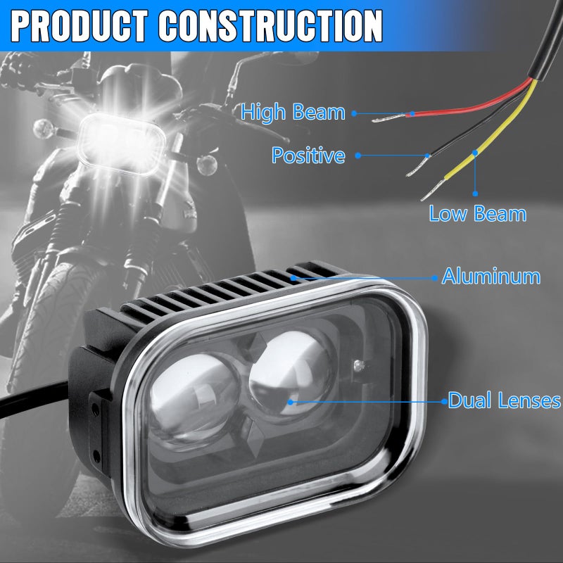 OPL5 4 inch Universal Motorcycle Led Driving Lights, 45W, Running Lights LED Work Light Bar White Hi/Lo Beam Motorcycle Lights for ATV Truck E-Bike (1 Piece) - Image 2